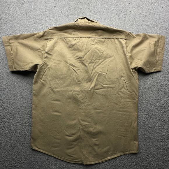Vintage 70s 80s Norm Thompson Twill Safari Button Up Shirt Men Large Brown Khaki - Picture 9 of 10